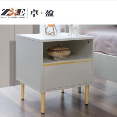 Modern Mebel Fashion Design Royal Bedroom Furniture Double Bed Side Night Table