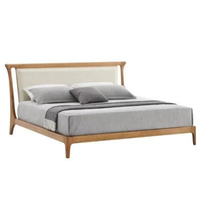 Modern Bedroom Platform Hotel Bed Soft Wooden Furniture King Size Double Bed