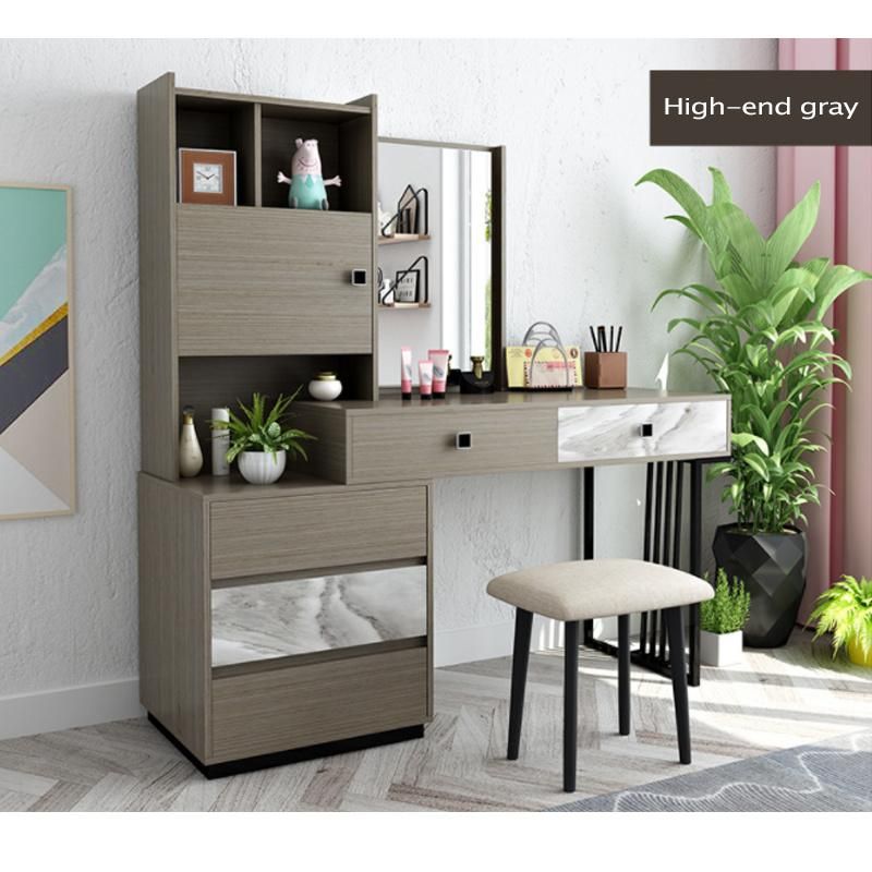 Nordic Dressing Table Bedroom Small Apartment Dressing Table Stool Combination Classical Plate Dressing Table Economical Table 0005