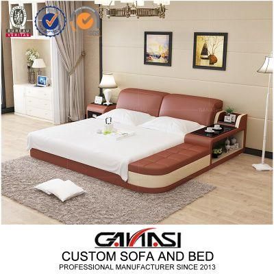 Europe Style Home Furniture Bedroom American Standard Ca117 King Size Genuine Leather King Bed