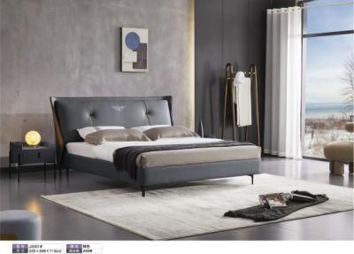 High Quality Modern Wooden Home Hotel Bedroom Furniture Bedroom Set Wall Sofa Double Bed Leather King Bed (UL-BEJ2001)