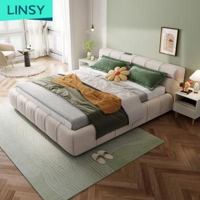 Linsy Simple Fashion Fabric Couch Bed Headboard Modern King Size Double Bed Ls662RC2