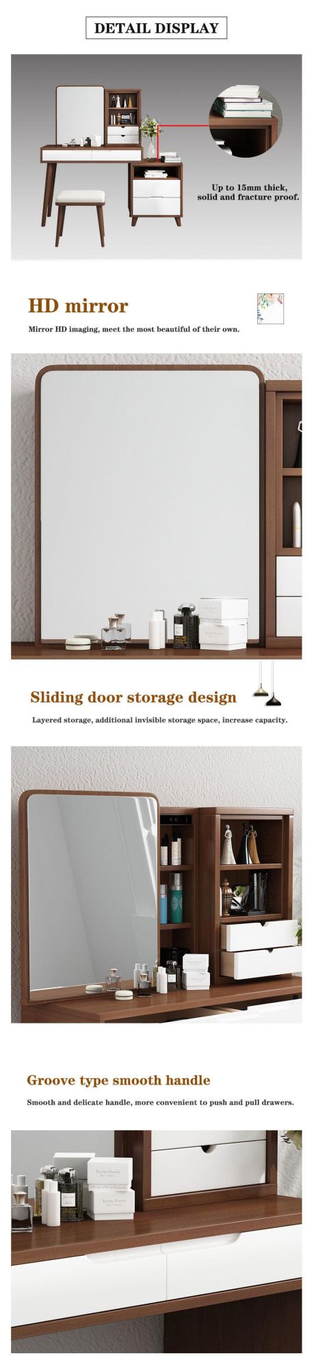 Storage Cabinet Multifunctional Bedroom Computer Desk Makeup Dresser Table UL-Gd4013