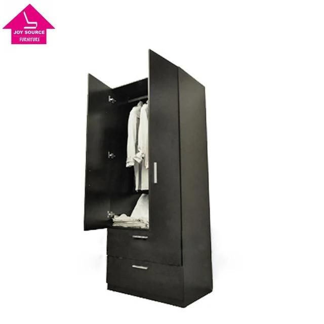Modern 2 Doors Wardrobe with Drawer Cloth Cabinet in Bedroom