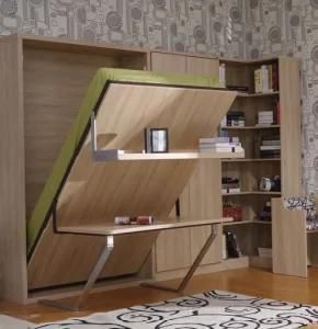 Vertical Tilting Single Murphy Wall Bed with Table and Shelf