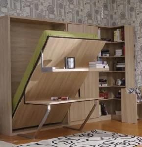Vertical Tilting Single Murphy Wall Bed with Table and Shelf