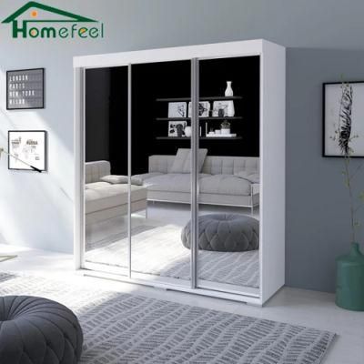Latest Design Sliding Door White Clothes Closet Wardrobe with Mirror