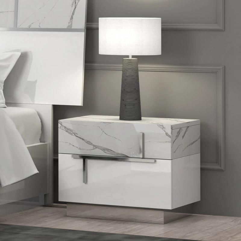 Nova Bedroom Furniture Bedroom Side Table with Metal Vertical Bars