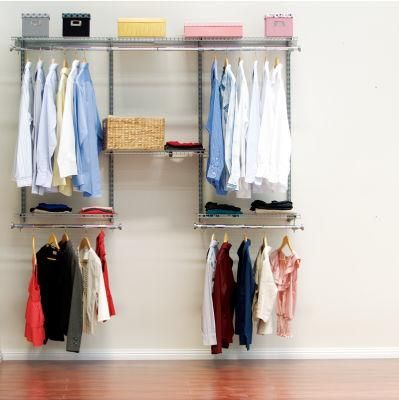 OEM ODM Flexible Wardrobe System Metal Wire Shelf Storage Kits DIY Metal Closet Kits with Podwer Coated Manufacturer