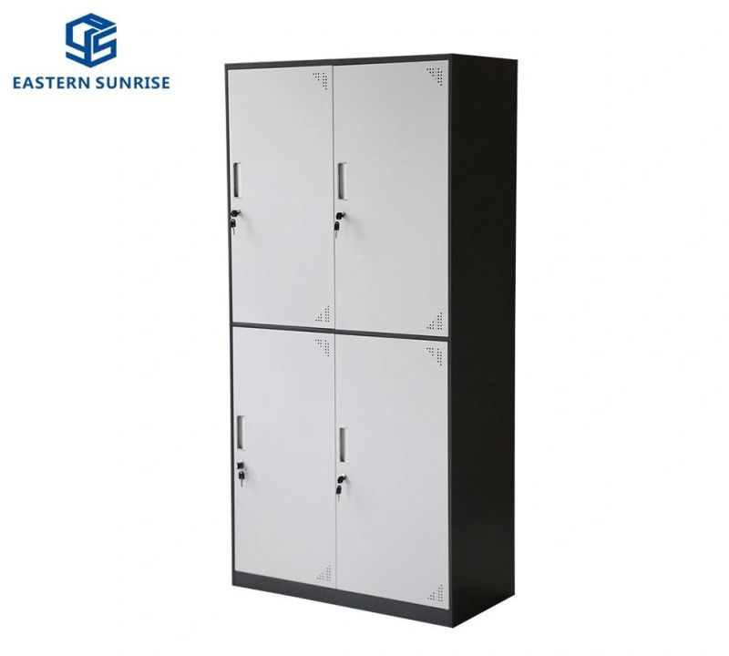 Factory Direct Lockable 4 Doors Metal Locker Steel Wardrobe for Office/Workshop/Gym