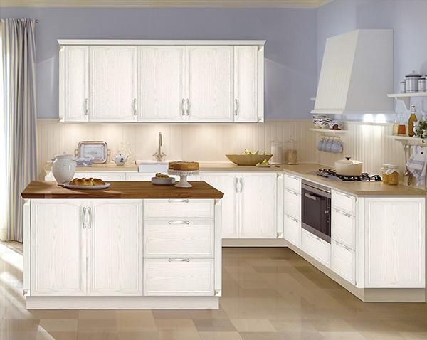 European Style Aluminium Profile Wood Grain Kitchen Cabinet