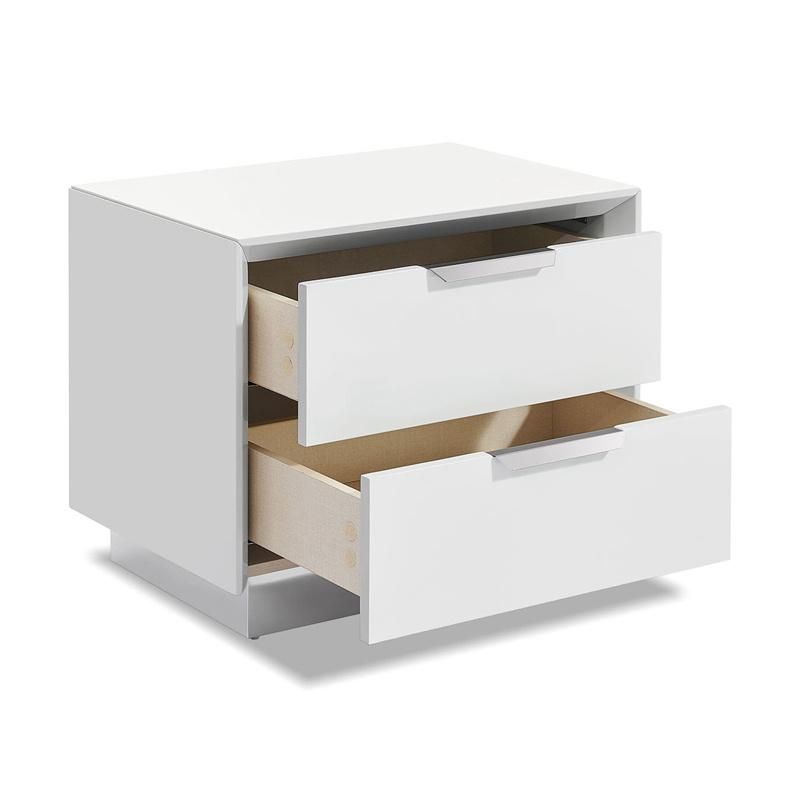 Nova MDF White Bedroom Bedside Table Stand with 2 Drawers Table for Bedroom / Living Room / Hall / Office