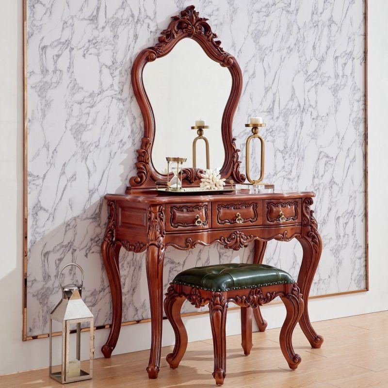 Bedroom Furniture Wood Dresser Table with Dresser Stool in Optional Furniture Color