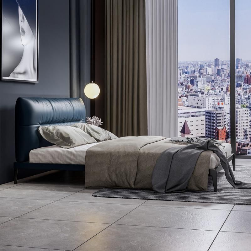 Italy Classical Genuine Leather Bed High Quality Modern appearance Home Bedroom Furniture