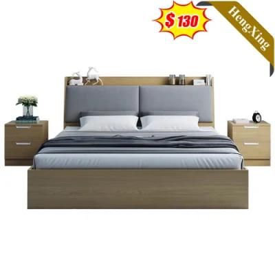 Grey Color Chinese Factory Wholesale Home Hotel Furniture Storage Bedroom Bed with Night Stand