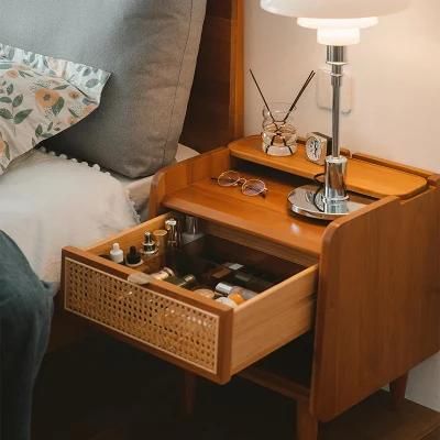 Home Furniture with Beech Wood Rattan Bedside Table