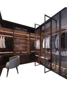 High Quality Wood Open Wardrobe Interior Design Walk in Closet
