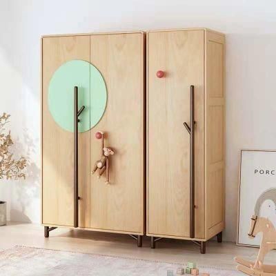 Modern Simple Solid Wood Bedroom Children&prime;s Wardrobe