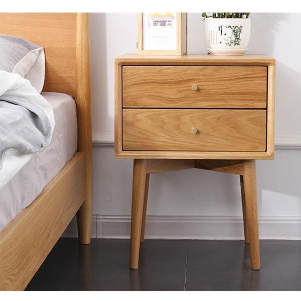 Oak Locker Bedroom Two Drawer Bedside Table Nightstand Cabinets