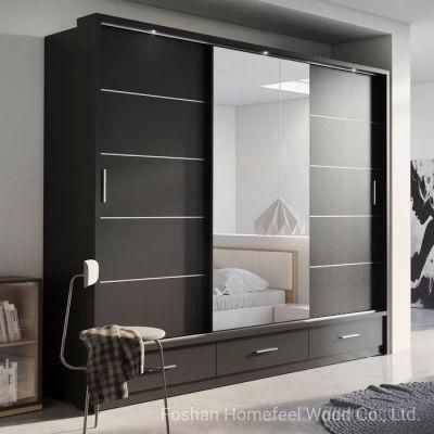 MDF Home Furniture Bedroom Wooden Wardrobe Sliding Door Design Closet (HF-WB72)
