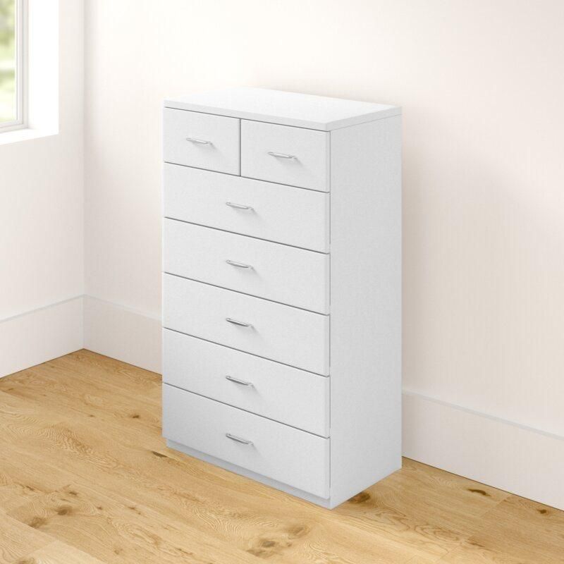 Wooden White Tallboy Chest Drawer Big Organizer Dresser Cabinet (HF-WF072421)