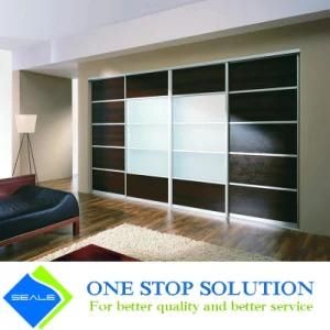 Temper Glass with Veneer Finish Bedroom Furniture Wardrobe Closets (ZY 2051)