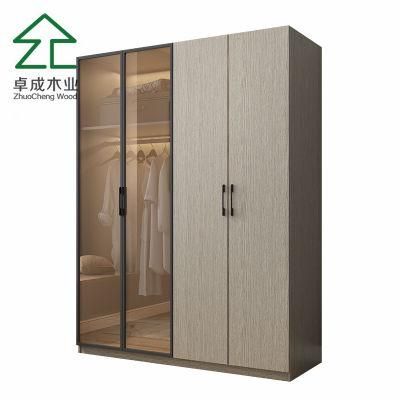 Gray Four-Door Closet with Handle