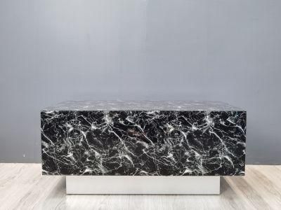 OEM Modern Furniture Wholesale Glass Black Faux Marble Coffee Table