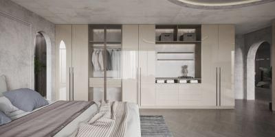 Modern Simple European Wooden Hotel Bedroom Furniture MDF Clothes Wardrobe