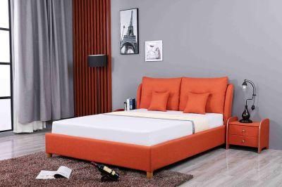 Huayang Fabric Bed Luxury Wood Fabric Furniture Wood Hotel Bedroom Bed King Bed
