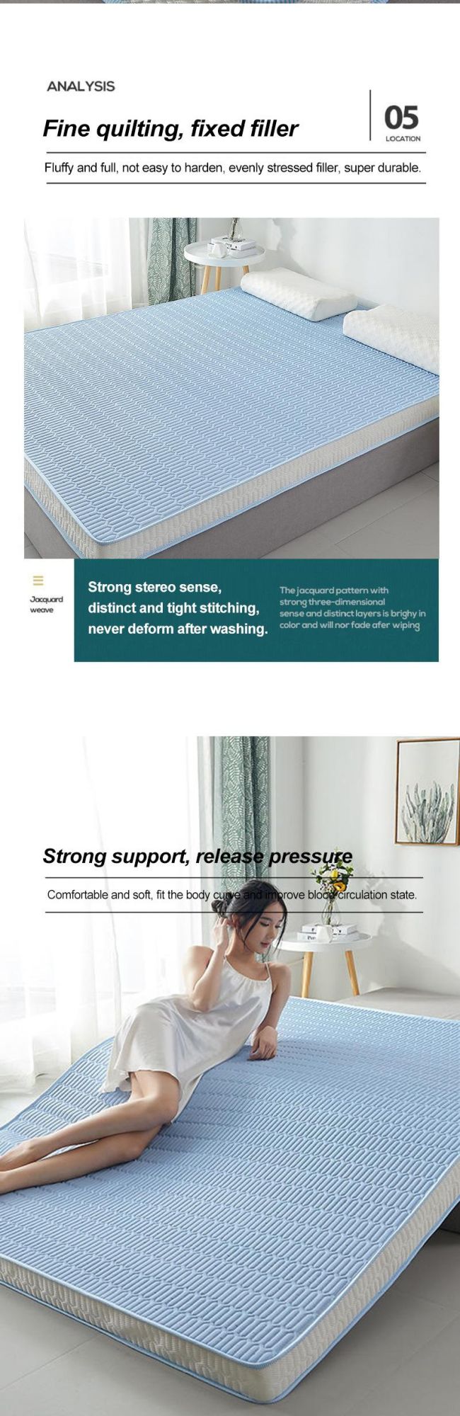 Dorm Bed Mattress Thick 10cm Easy to Carry Skin Friendly Latex Layer Twin