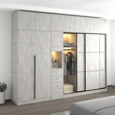 Nordic Design Large Two Color Open Door Bedroom Combination Wardrobe
