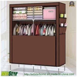 Portable Double Zipper Door Non-Woven Fabric Wardrobe (WS16-0087, for Bedroom Furniture)