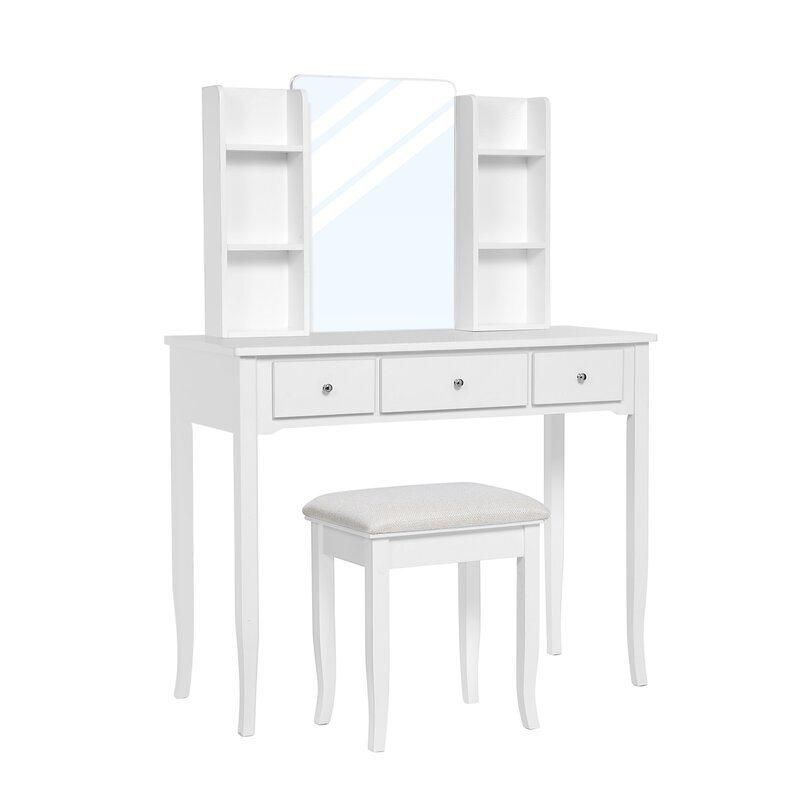 Vanity Set with Stool and Mirror