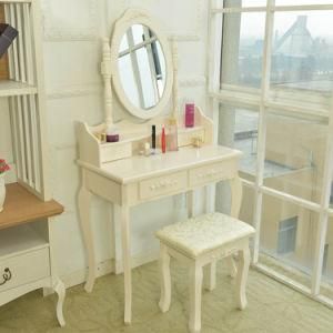 Ivory White Dresser Wooden MDF Dressing Table with Mirror Drawer Stool