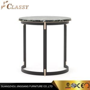 Modern Italian Marble Top End Side Table with Metal Frame