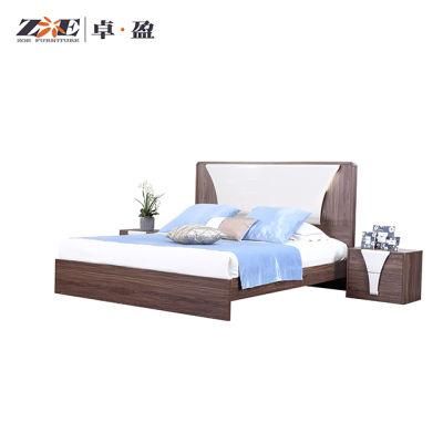 Home Bedroom Furniture Wooden King Size Bed with LED Lights