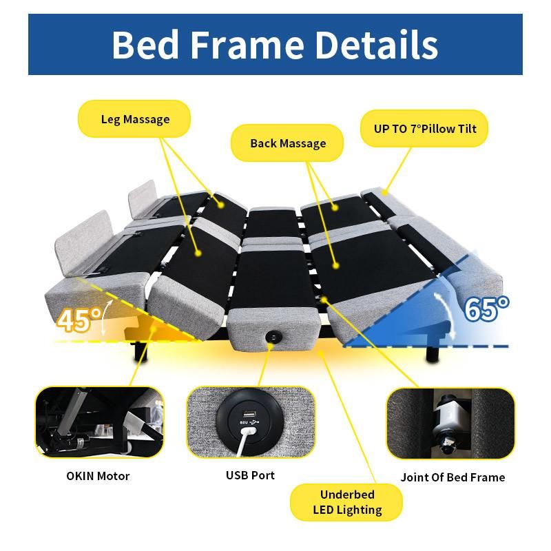 Luxury Adjustalbe Bed with LED Light