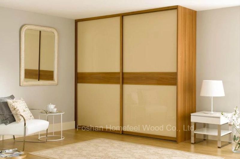 Cream Color High Gloss Modern Sliding Wardrobe (HF-EY046)