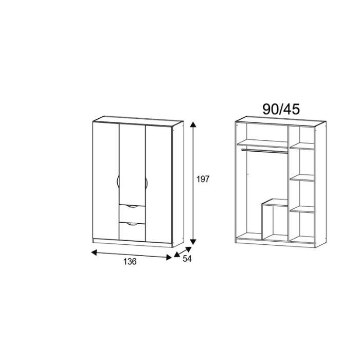 Wholesale Wooden MDF Bedroom Combi 3 Door Clothes Wardrobe Closet (HF-WB08)