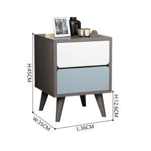 Drawer 2 Layers Wooden Nightstand Modern Bedside Table
