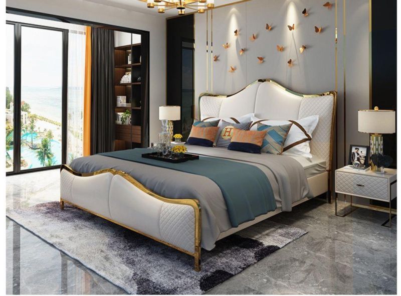 Promotional Top Quality Bedroom Sets Luxury Nappa Modern Design Beds