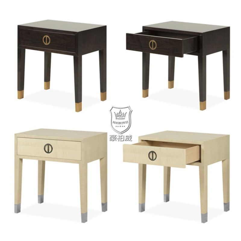Hotel American Walnut Wooden Nightstand in Matt Finish