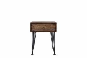 Wooden Nightstand with Metal Feet