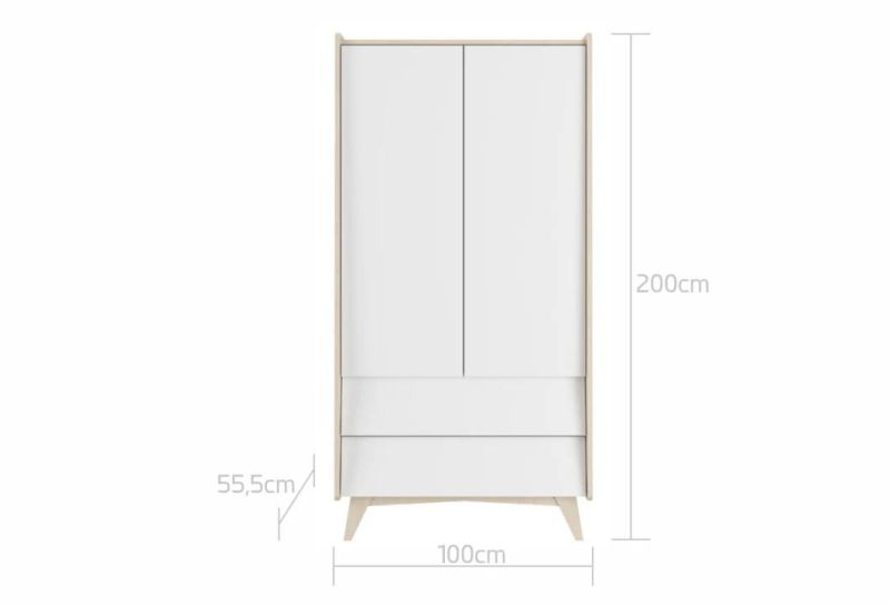 Nova Top Sell Solid Wood Modern Bedroom Furniture for Kid 2 Door and 2 Drawers Wardrobe