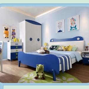 White Blue Wooden Children Furniture Closet/Wardrobe with Drawers
