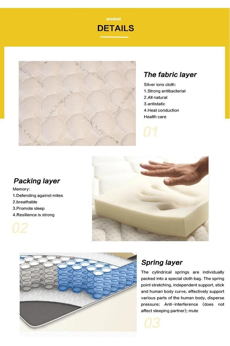 2020 China Best High Density Compressed Roll up Comfort King Size Warm Sleepwell Pocket Spring Coil Memory Foam Mattress in a Box