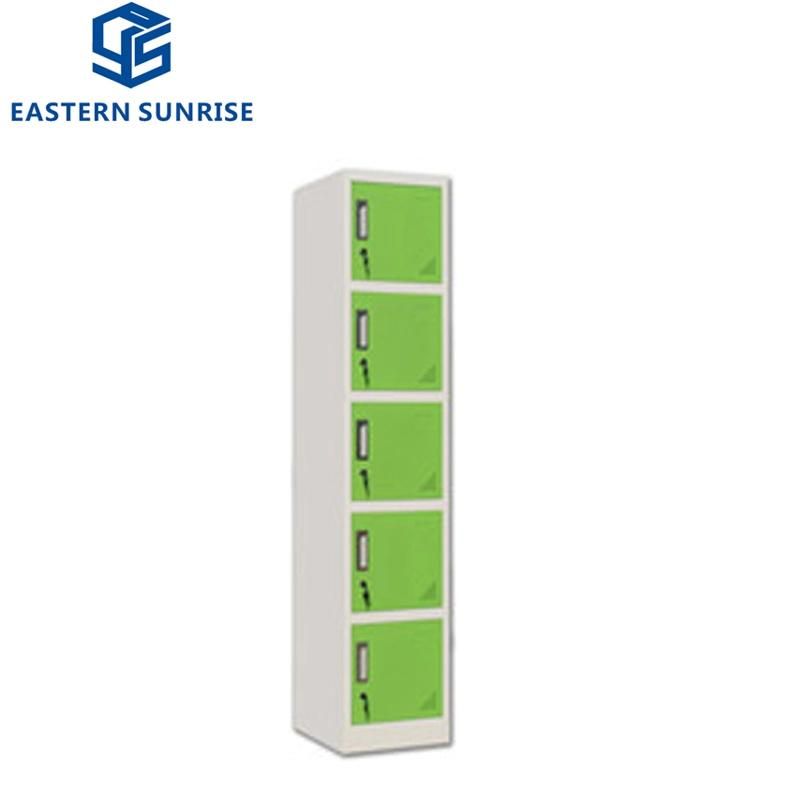 Chinese Factory Metal Gym School Clothes Steel 5 Doors Wardrobe Locker
