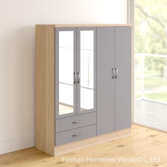 Modern Wooden MDF Apartment Closet Cabinet Furniture Bedroom Storage Wardrobe (HF-WB56)