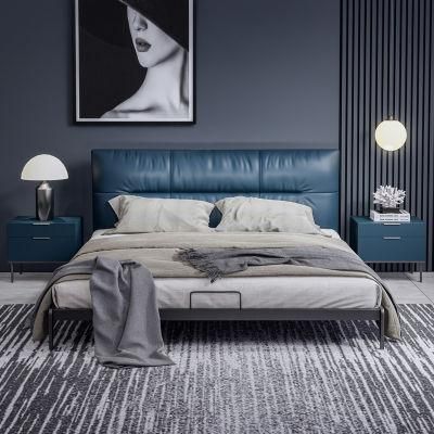 Italy Classical Genuine Leather Bed High Quality Modern appearance Home Bedroom Furniture